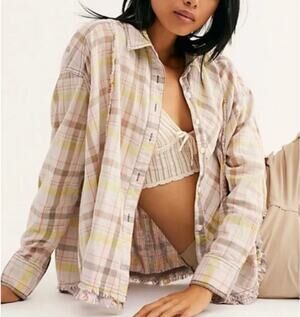 Free People / We The Free Cotton Plaid button-down shirt size M